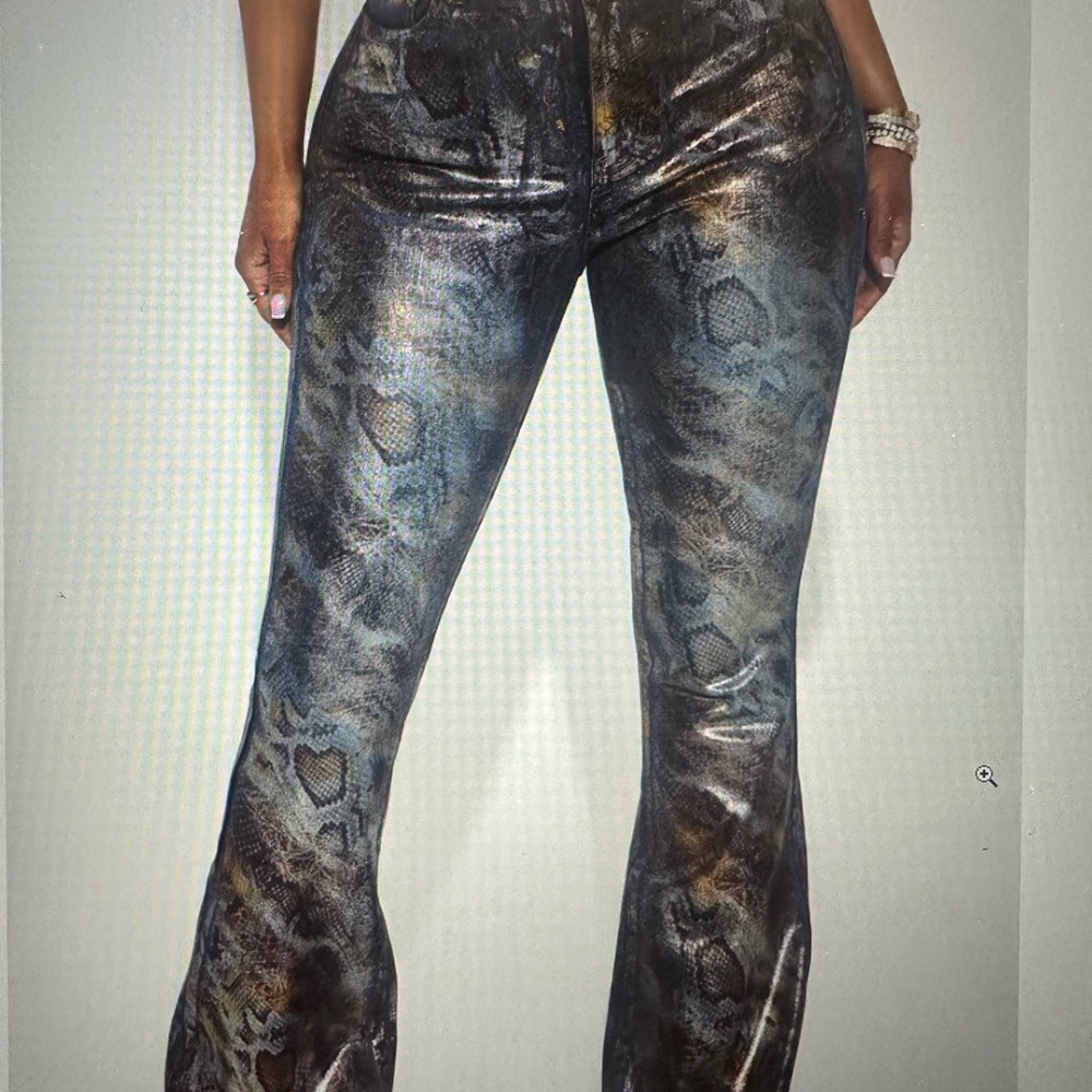 Fashion Nova Metallic Snake Print Jeans